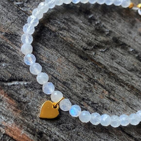 NEW Moonstone & Gold Star Layering Bracelet - Picture 1 of 10